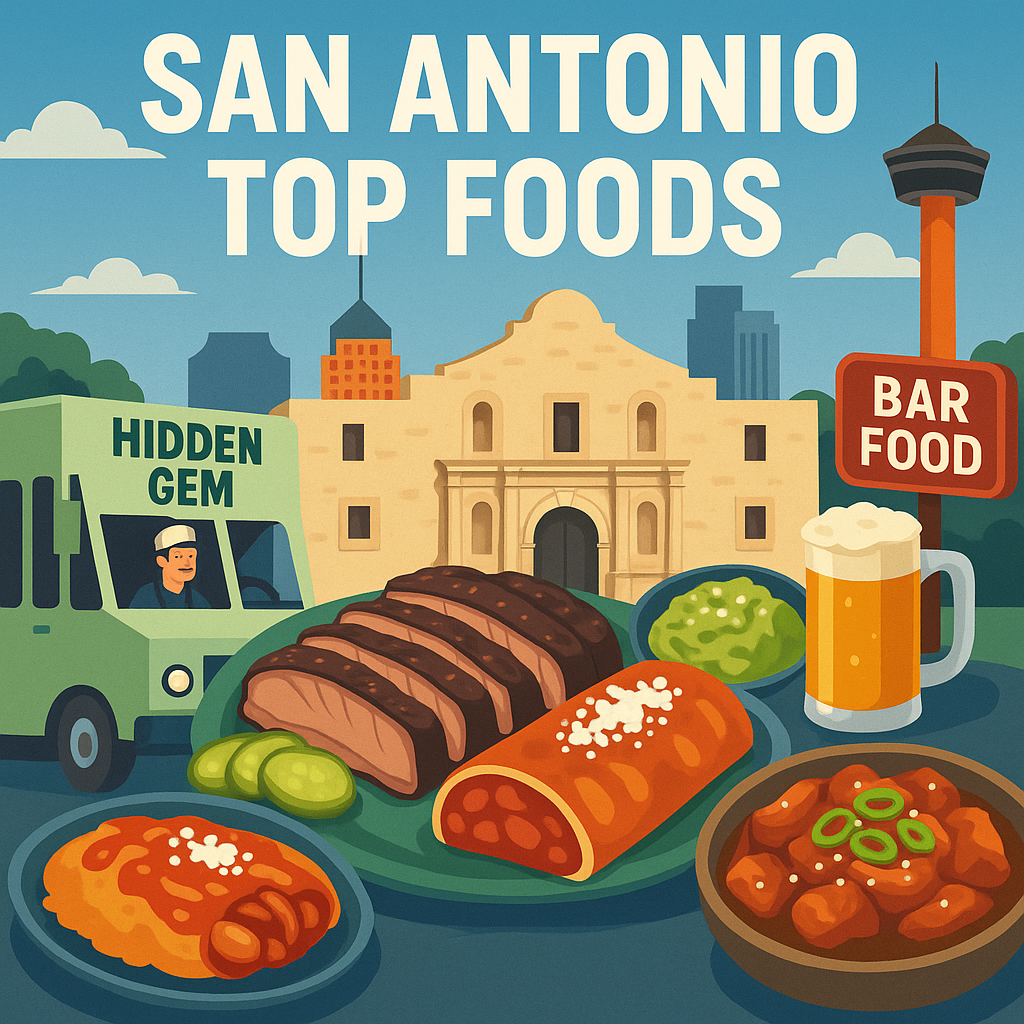alt="San Antonio food truck park with outdoor seating"